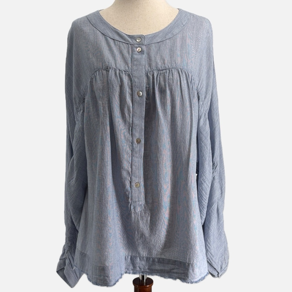 Sundance Dusty Blue Cotton Dolman Sleeve Boho Blouse Size Medium NWOT - Picture 2 of 8